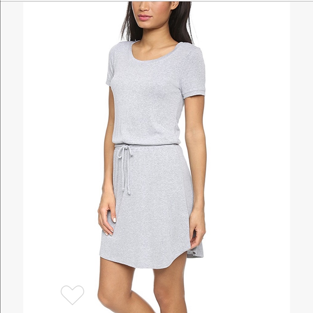 NWT splendid grey ribbed drawstring mini dress